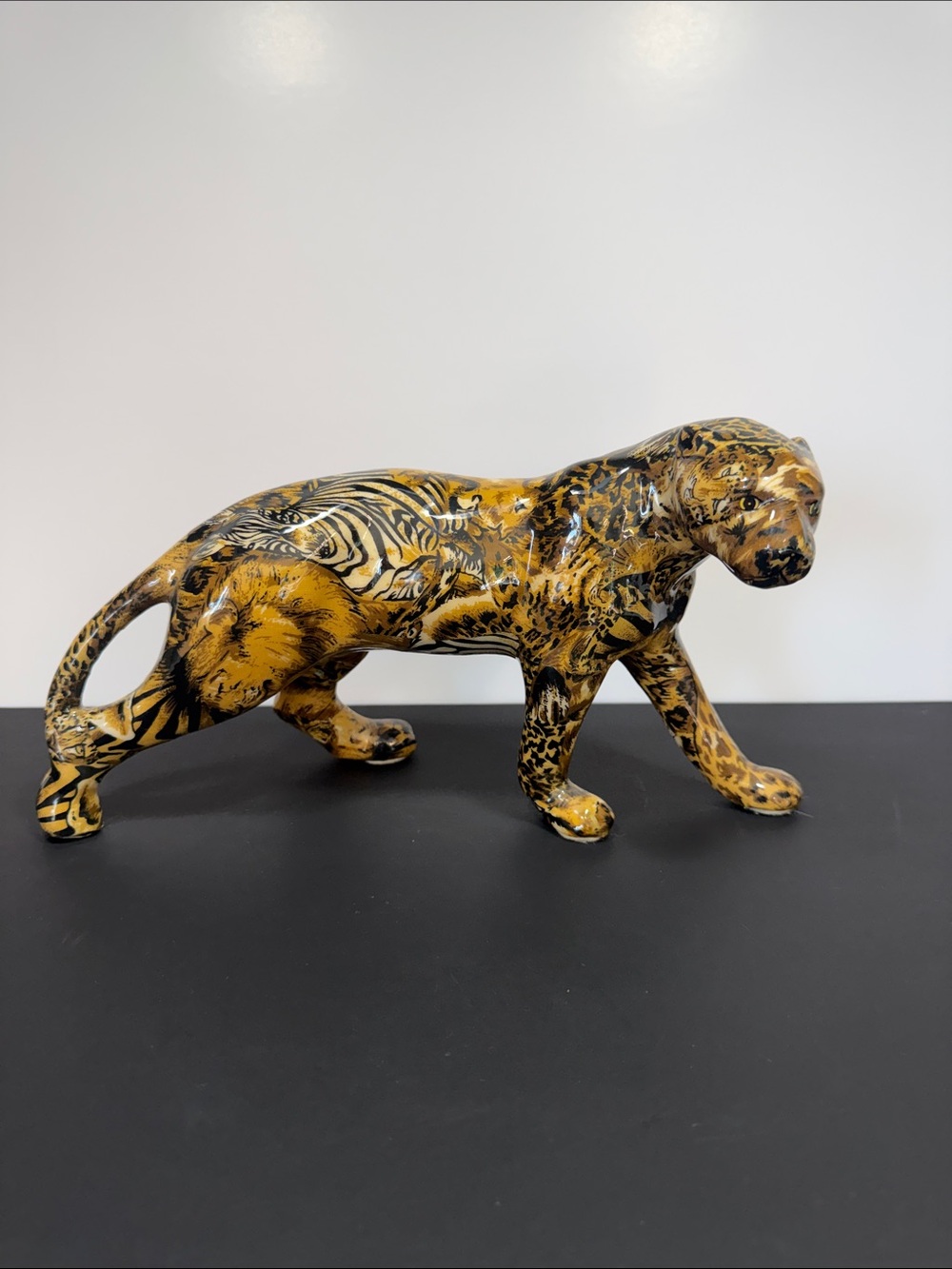La Vie Safari Collection Leopard Figurine 12.5" Animal Print Decoupage Decor